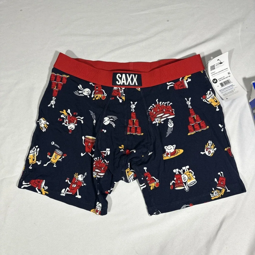 NIB $34 SAXX UNDERWEAR [ Medium ] Vibe Super Soft Boxer Brief Party Foul‎ U1609